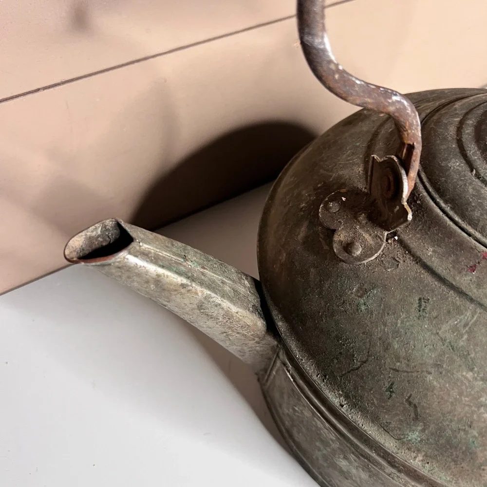 Antique Majestic Copper Tea Kettle Wood Handle Patented‎ May 17 1898 Primitive